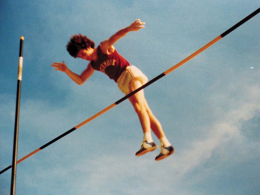 Peter McGinnis clearing the high-bar in the 1970s.